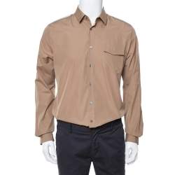 Gucci Khaki Cotton Contrast Patch Long Sleeve Duke Shirt L