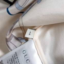 مملوكة مسبقًا قميص غوتشي بولينغ واسع حرير مطبوع نوتيكال كريمي مقاس وسط (ميديوم)