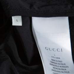 Pre Owned Gucci Black Striped Nylon Oversized Jacket L
