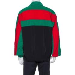 Pre Owned Gucci Black Striped Nylon Oversized Jacket L