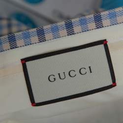 Pre Owned Gucci Blue Gingham Checked Cotton Tapered Trousers M