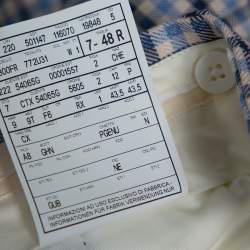 Pre Owned Gucci Blue Gingham Checked Cotton Tapered Trousers M