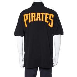 Gucci x Yankees Black Cotton Pittsburgh Pirates Applique Oversized Polo T-Shirt L