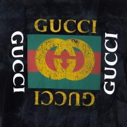 Gucci Black Distressed Cotton Loved Stud Embellished Logo Jersey T Shirt S