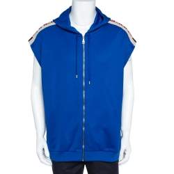 Gucci Blue Detachable Sleeve Detail Zip Front Hoodie L