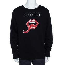 Gucci Black Mouth Print Jersey Sweatshirt S