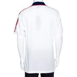Gucci White Cotton Pique Logo Band Trim Polo T-Shirt XXXL