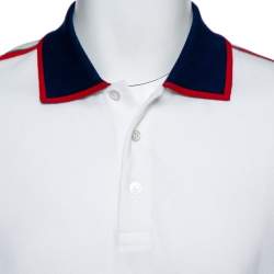 Gucci White Cotton Pique Logo Band Trim Polo T-Shirt XXXL