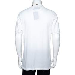 Gucci White Cotton Honeycomb Knit Embroidered Collar Polo T-Shirt XXXL