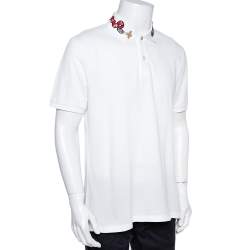 Gucci White Cotton Snake Embroidered Collar Duke Shirt 4XL Gucci