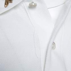 Gucci White Cotton Pique Snake Embroidered Collar Polo T-Shirt XXXL