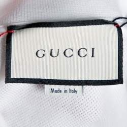 Gucci White Cotton Pique Snake Embroidered Collar Polo T-Shirt XXXL
