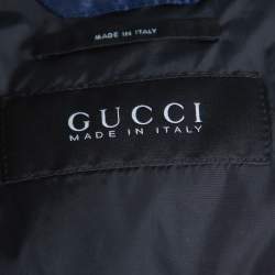 Gucci Navy Blue GG Monogram Pattern Bomber Jacket S
