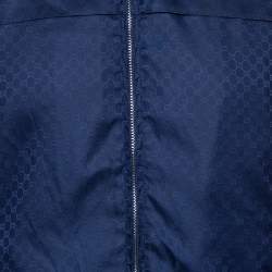 Gucci Navy Blue GG Monogram Pattern Bomber Jacket S