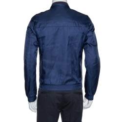 Gucci Navy Blue GG Monogram Pattern Bomber Jacket S
