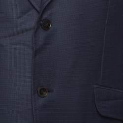 مملوكة مسبقًا بليزر غوتشي مفصل صوف حرير منقوش كحلي XL