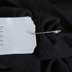 Pre Owned تي شيرت غوشتي رقبة مستديرة طباعة شعار نمط مغسول قطن أسود L