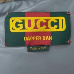 Pre Owned Gucci X Dapper Dan Bicolor Leather Logo Monogram Embellished Varsity Jacket M