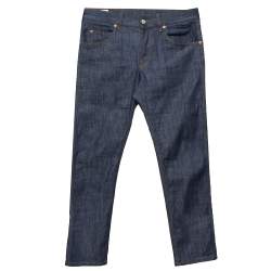 Pre Owned Gucci Navy Blue Denim Tapered Washed Jeans M