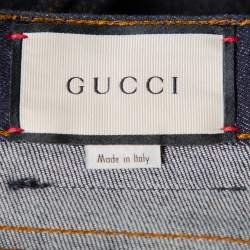 Pre Owned Gucci Navy Blue Denim Tapered Washed Jeans M
