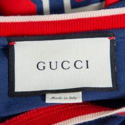 Pre Owned Gucci Blue Cotton Panther Applique Detail Oversized T Shirt XL
