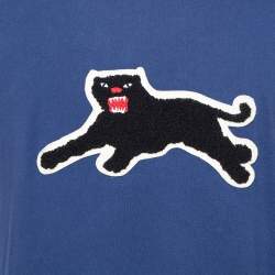 Pre Owned Gucci Blue Cotton Panther Applique Detail Oversized T Shirt XL