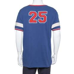 Pre Owned Gucci Blue Cotton Panther Applique Detail Oversized T Shirt XL