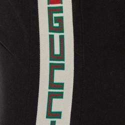 Pre Owned Gucci Black Gabardine Side Stripe Detail Stretch Trousers L  