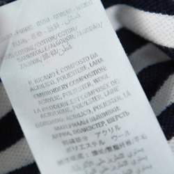 Pre Owned تي شيرت بولو غوتشي تريكو بيطيه مخطط أبيض و أزرق كحلي مقاس كبير (لارج)