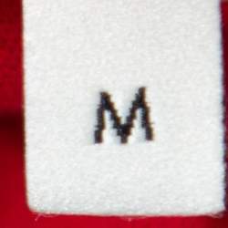 مملوكة مسبقًا تي شيرت غوتشي قطن أحمر مطبوع برقبة مستديرة مقاس متوسط - ميديوم