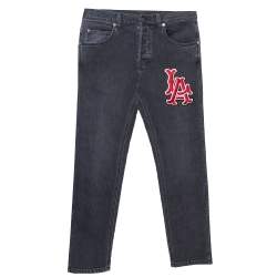 Pre Owned Gucci Black Denim LA Angels Patch Detail Faded Tapered Jeans M