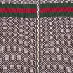 Gucci Brown Web Stripe Intarsia Knit Zipper Front Sweater M