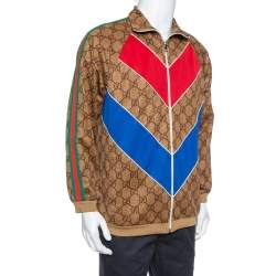 مملوكة مسبقًا Gucci Dark Beige Guccissima Logo Technical Jersey Jacket XS