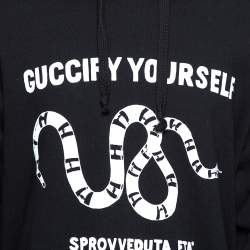 مملوكة مسبقًا Gucci Black Cotton Guccify Yourself Printed Hoodie L