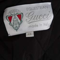 Gucci Equestrian Black Velvet Trim Detail Quilted Jacket M