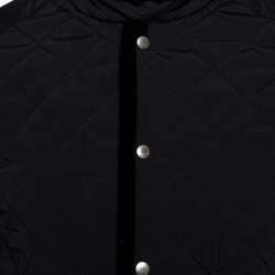 Gucci Equestrian Black Velvet Trim Detail Quilted Jacket M