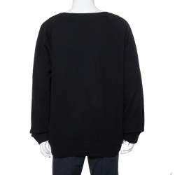 Gucci Black Logo Printed Cotton Leopard Applique Detail Sweatshirt XXL