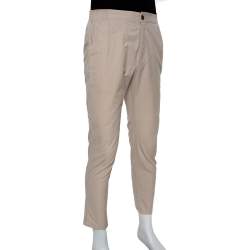 Gucci Beige Cotton Elastic Waist Detail Pants XL