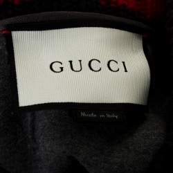 مملوكة مسبقًا سويتشيرت غوتشي تفاصيل حافة مغايرة نيوبرين رمادي مقاس صغير