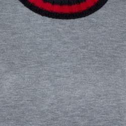 مملوكة مسبقًا سويتشيرت غوتشي تفاصيل حافة مغايرة نيوبرين رمادي مقاس صغير