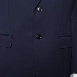Pre Owned Gucci Navy Blue Wool Regular Fit Suit L