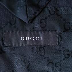 Pre Owned Gucci Navy Blue Striped Wool Suit XXL