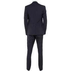 Pre Owned Gucci Navy Blue Striped Wool Suit XXL