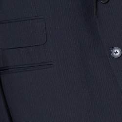 Pre Owned Gucci Navy Blue Striped Wool Suit XXL