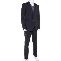 Pre Owned Gucci Navy Blue Striped Wool Suit XXL