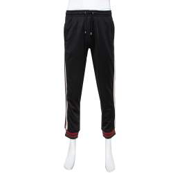 Gucci Black Jersey Side Stripe Detail Technical Joggers S