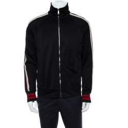 Gucci Black Jersey Side Strip Detail Zipper Front Technical Track Jacket S