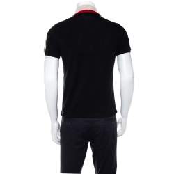 Gucci Black Cotton Pique Contrast Collar Web Trim Detail Polo Shirt S