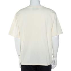 Pre Owned تي شيرت غوتشي X ديزني كبير الحجم رقبة مستديرة قطن مطبوع شعار الماركة كريمي مقاس كبير جداً جداً (اكس اكس لارج)