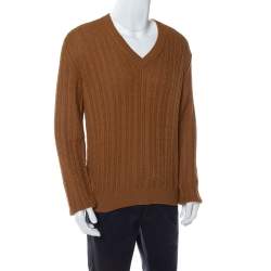 Gucci Brown Wool V-Neck Sweater L